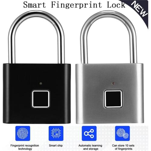 Keyless USB Charging Fingerprint Lock Smart Padlock door lock 0.5sec Unlock Portable Anti-theft Fingerprint Padlock Zinc