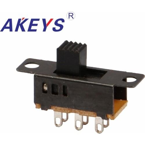 10PCS SS-23D32 2P3T-G5 Double pole three throw 3 position slide switch 6 solder lug pin DIP type without fixed pin black shell