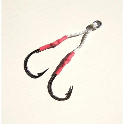 4 pairs Assist hook jig hooks sea fishing hook Jigging Hook with Line stainless steel jigging fishing lure metal jig