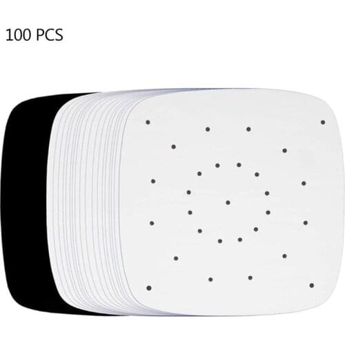 100Pcs Air Fryer Perforated Bamboo Steamer Paper Parchment Liner Kitchen Tool