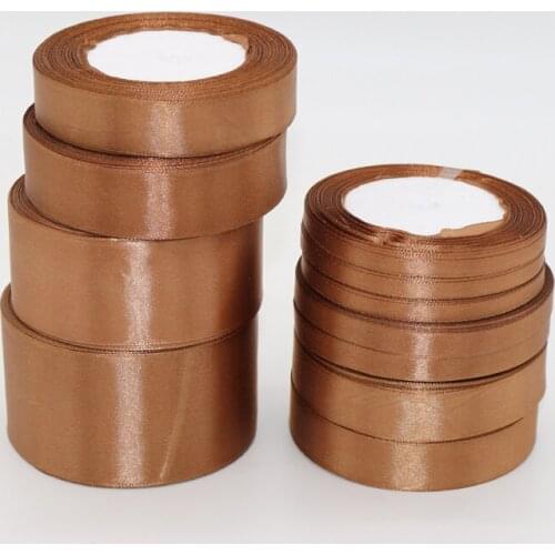 25Yards 22Meters Brown Silk Satin Ribbon Wedding Party Decoration Gift Wrapping Christmas New Year Apparel Sewing Fabric Ribbons
