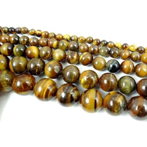 4.6.8MM Wholesale Natural tiger eye Circular Jewelry Making loose GEM beads strand 15" L36