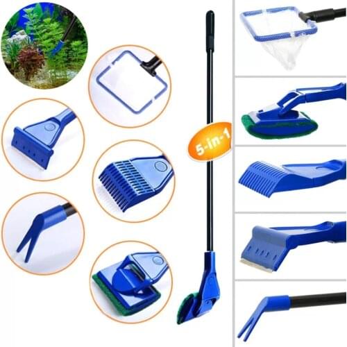 5 In 1 Plastic Fissh Tank Aquarium Cleaning Tool Plant Simple Brush Algae Scraper Accessories Home Garden Pet Products