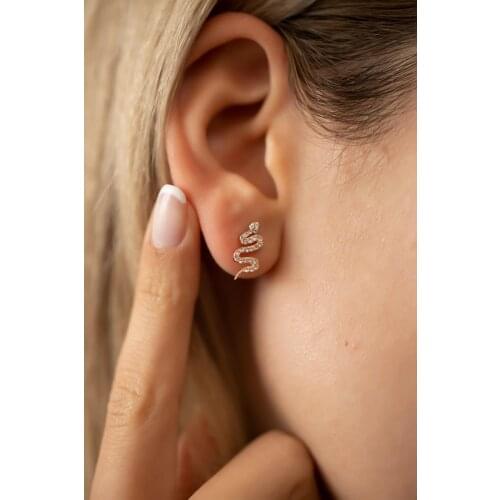 925 sterling Silver Snake Model Rose Plated Silver Italian Earrings Fashionable Design Good Quality Wink Attractive Different Model 2021 Trend Style fashion