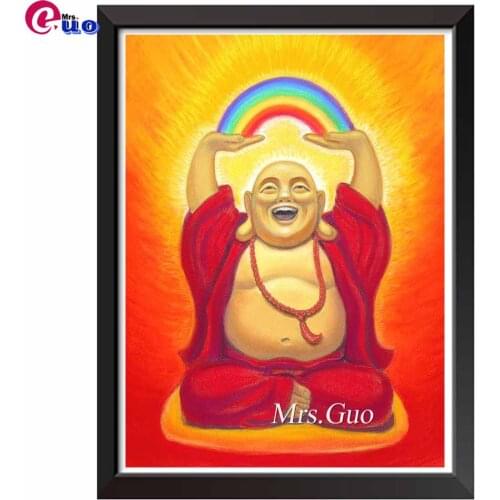 Diamond Painting Laughing Rainbow Buddha Cross Stitch Kit Diamond Embroidery Mosaic Rhinestones Art 5D DIY Religious Home Decor