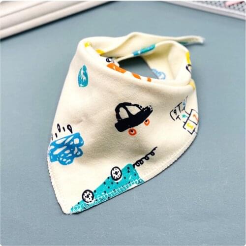 Baby Bib Triangle Double Layers Carton Printed Boys Girls Feeding Apron Cotton Baby Stuff Cloth for Children 0-3Y Muslin