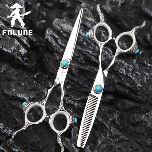 FnLune Tungsten Steel Professional Hair Salon Scissors Cut Barber Accessories Haircut Thinning Shear Hairdressing Tools Scissors