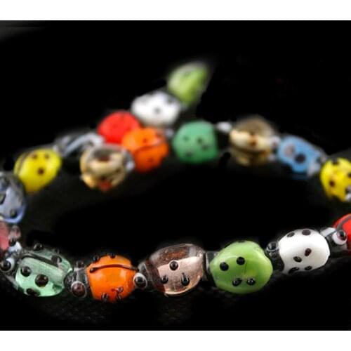 Hot Glass beads Seven-spot ladybug 9x13mm bracelet beads colors random fashion charmfor jewelry making DIY accessories