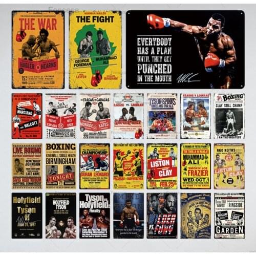 Muhammad Ali Boxing Metal Poster Vintage Metal Tin Sign Plaque Pub Retro Iron Painting Wall Art Bar Club Man Cave Home Decor