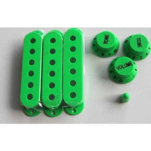 KAISH ST Style Green Guitar Pickup Covers Knobs and ST Switch Tip Cap