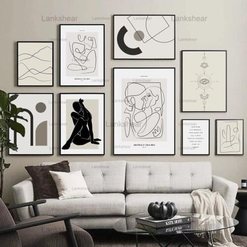 Canvas Painting Minimalist Abstract Body Line Figure Quotes Nordic Posters and Prints Wall Art Living Room Frameless Decoration