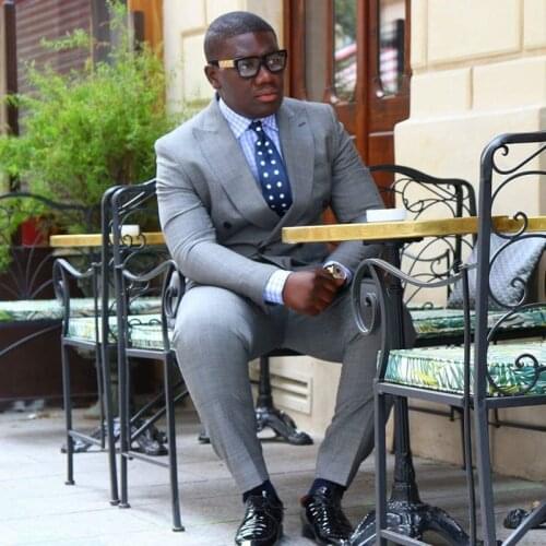 2020 New Dress Gray Suit Mens Wedding Suits Custom Made Slim Fit Business Male Suit Groom Tuxedos 2 Piece Set (Jacket+Pants)