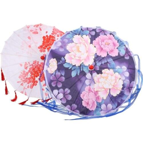 Ribbon Tassel Umbrella Wedding Party Decor Supplies Photography Props Kids Children Dance Performance