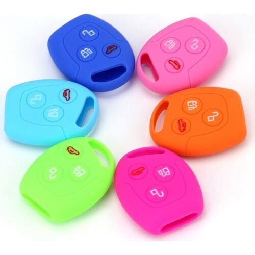 Hot silicone car key cover case shell fob Fit For Ford Focus Mondeo Festiva Fusion Suit Fiesta KA 3 button remote key shell