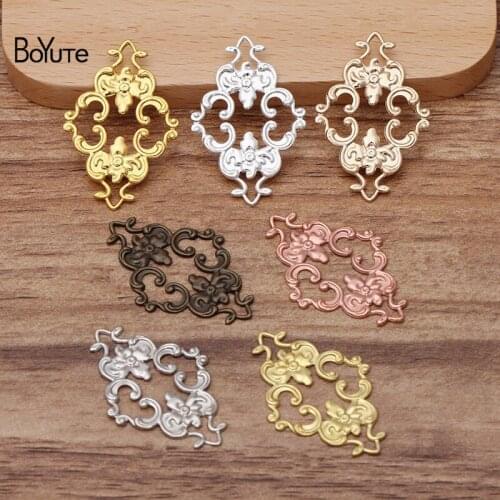 BoYuTe (100 Pieces/Lot) 23*36MM Metal Brass Filigree Flower Materials Diy Hand Made Jewelry Findings Components Wholesale