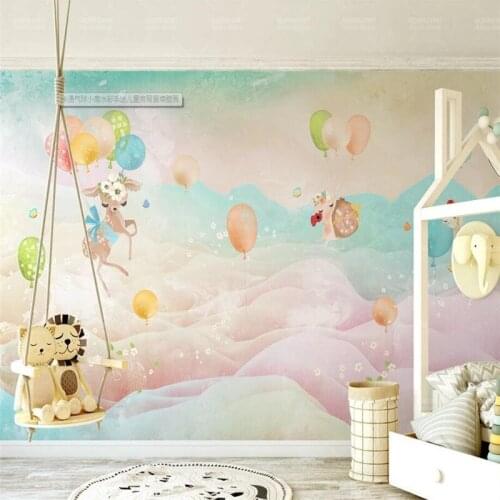 Milofi custom 3D wallpaper mural cartoon balloon deer watercolor hand-painted childrens room background wall living room decora