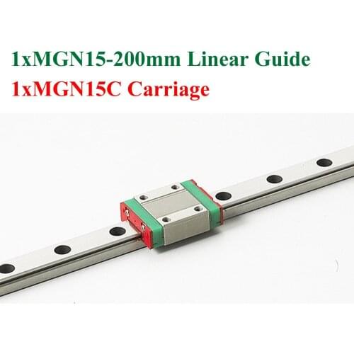 Mini Linear Guideway MGN15 15mm Linear Rail Length 200mm Slide Steel With MGN15C Blocks CNC