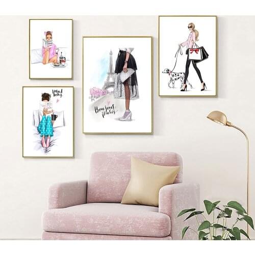 Boho Fashion Poster Scandinavian Canvas Painting Illustration Woman Art Print Abstract Modern Wall Picture For Living Room Decor