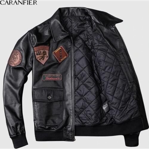 2019 Men Leathe Jacket Black Top Gun Leather Pilot Jacket Real Sheepskin Short Plus Size 5XL Men Winter Military Russian Coat