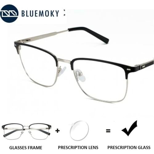 BLUEMOKY Half-Rim Prescription Eyeglasses Men Anti Blue Light Photochromic Glasses Myopia Hyperopia Optical Progressive Eyewear