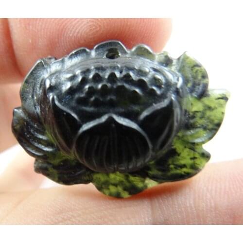 Natural stone Chinese stone hand-carved statue of Lotus glory amulet for diy Jewelry making pendant necklace Accessories M44