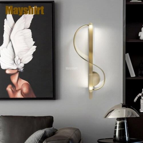 Nordic Gold S-shaped Wall Lamp for Living Room Modern Bedroom Decor Kitchen Bathroom Mirror Light Fixture Study Led Wall Lights