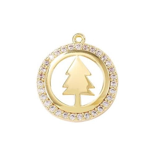 Factory Wholesale Gold Color Brass And Zircon Round Charms Pendants Necklace And Bracelet Earring Diy Jewelry Accessories