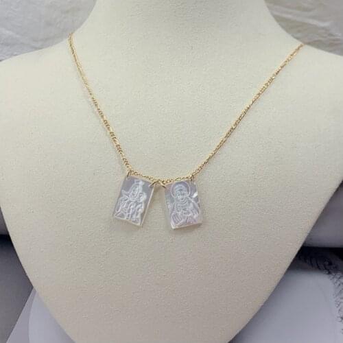 50pcs Hot Sale 12x16mm Natural Sacred Heart of Jesus Mother of Pearl Shell Necklace Jesus Mother Pearl Shell Necklace