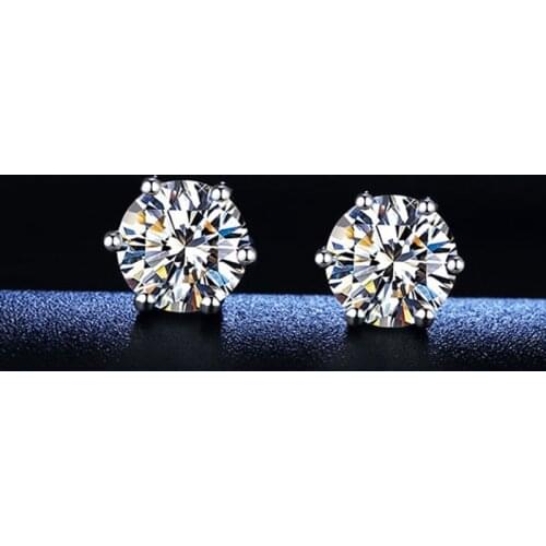 Real 18K White Gold moissanite stud earrings for women fine jewelry 1.6ct Each 0.8ct 6X6mm size gem round cut D VVS party gift
