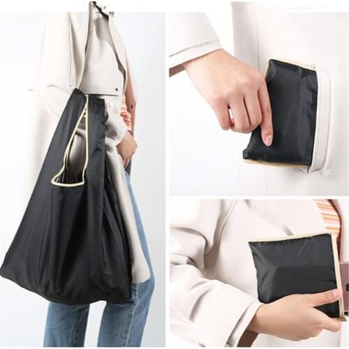 50sets/lot Collapsible Shopping Bag 210D PE Oxford Cloth Waterproof Beach Handbag Tote Storage Grocery Eco-friendly