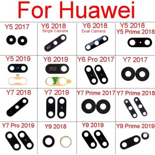 2pcs/Lot Back Rear Camera Glass Lens With Sticker For Huawei Y5 Y6 Y7 Y9 Pro Prime 2017 2018 2019 Main Camera Glass Lens Tape