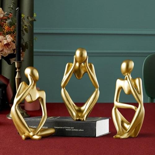 Light Luxury Nordic Abstract Thinker Statue Home Furnishings Modern Accessories Living Room Model Mini Ornaments Resin Figurine