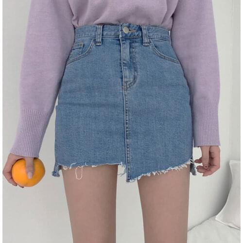 Make firm offers vintage wash water irregular grinding burrs bust cowboy short skirt of tall waist