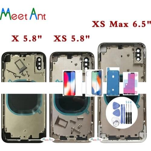 AAA High Quality Back Cover For iphone XS Max X XS Housing Cover Rear Door Chassis Middle Frame Glass With CE or Without CE