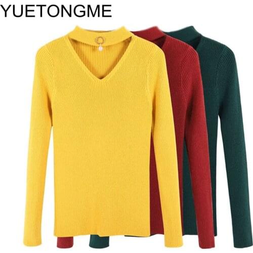 2021 Autumn Women Sweater Long Sleeve V-neck Knitted Sweater Casual Striped Pullover Jumpers Female tops