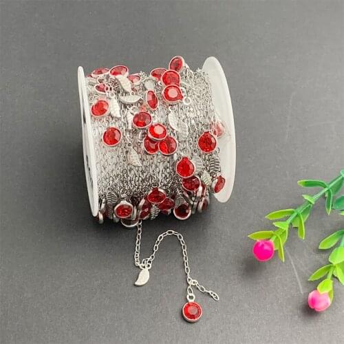 1 Meter Stainless Steel Red Drill Chain Leaf Bracelet Pendant Charm For DIY Jewelry Making Accessories Men Women Necklace Craft