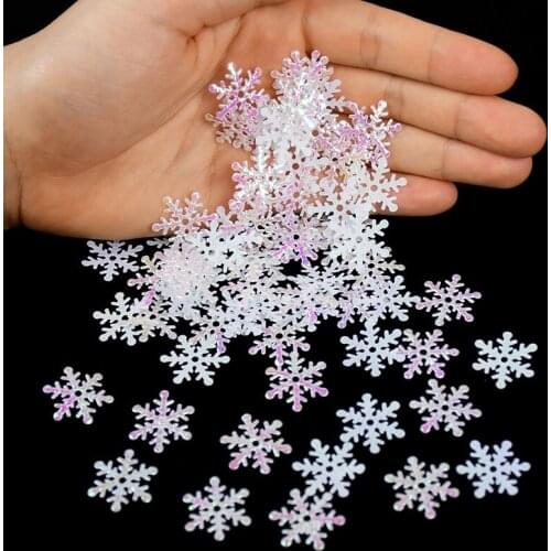 1Bag 2cm Christmas Snowflake Confetti Gold Silver Colorful Snowflake Appliques for Wedding Festival Party Home Table Decorations