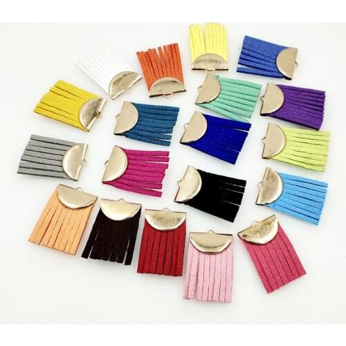 100 Piece Rectangular Suede Tassel Pendant DIY Parts Jewelry Making Copper Fan Top Accessories Charming For Earrings Bags Phone