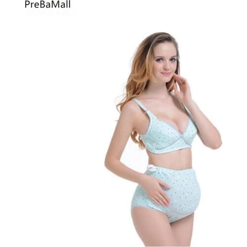 2PCS Breastfeeding Maternity Bras Set For Pregnancy Women Cotton Nursing Underwear Breastfeding Soutien Gorge Allaitement E0070