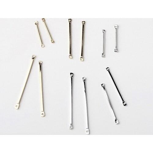 300pcs Brass Metal bar connectors with loops silver tone,mini Link, 2 Loop Thin Bar Connector Links