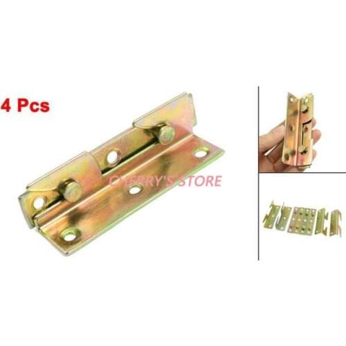 4 Pcs Brass Tone Metal Screw Mounted Furniture Bed Connector Fitting