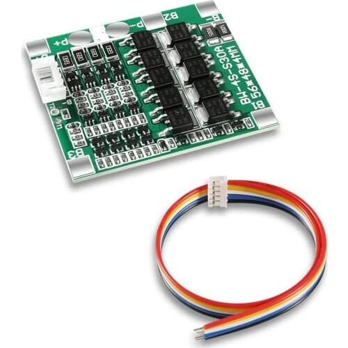 4S 30A 14.8V 18650 Lithium Battery BMS Protection Board Integrated Circuits with Balance Equalization 4S 30A Protect with Cable