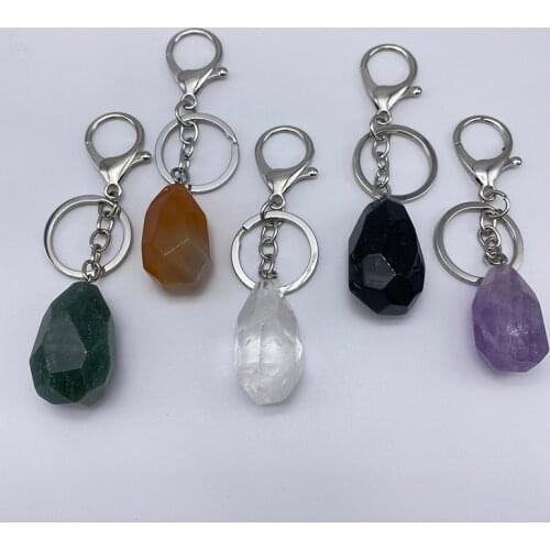 Healing Crystal Keychains Natural Agates for Women Gem Key Rings Stone Keychain Quartz Rock 5 Pcs Great Gift