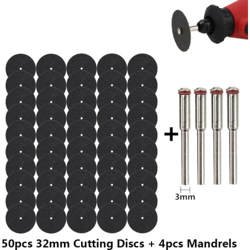 54pcs Abrasive Cutting Disc 32mm With Mandrels Grinding Wheels For Dremel Accesories Metal Cutting Rotary Tool Saw Blade