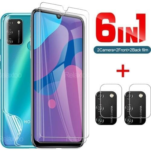 6-in-1 Tempered Glass And Hydraulic Film For Honor 8c 8s Screen Protector For Honor 9 Lite 9x Lite 9a Camera Protector Lens Film