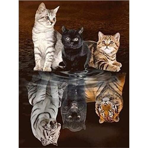 Full Square/Round Drill 5D DIY Diamond Painting "Cat " 3D Embroidery Cross Stitch 5D Home Decor Gift (Animal Reflection)