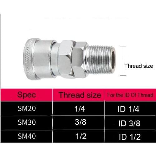 1PCS Air Pneumatic 1/4" 3/8" 1/2" Thread size SM 20 SM 30 SM 40 Female connector Quick Coupling Adapter Pipe Fittings