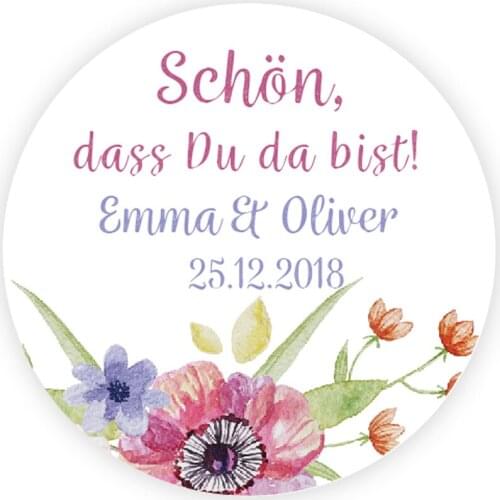 DouxArt 100 Pieces Stickers Personalized Schon dass du da bist, 4CM Wedding Communion Labels Favors Gifts Package Seals