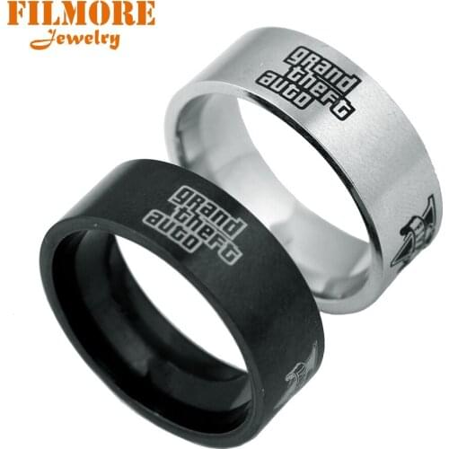 GTA5 Game Grand Theft Auto V Ring Can Drop-shipping Metal Finger Rings for Gift Charm Cosplay Jewelry As Birthday Gift 3 Size