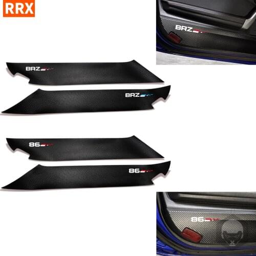Car Door Leather Stickers Carbon Fiber Look PVC Overlay Anti-kick Pads Covers For Subaru BRZ Toyota 86 2013-2020 Interior Trim